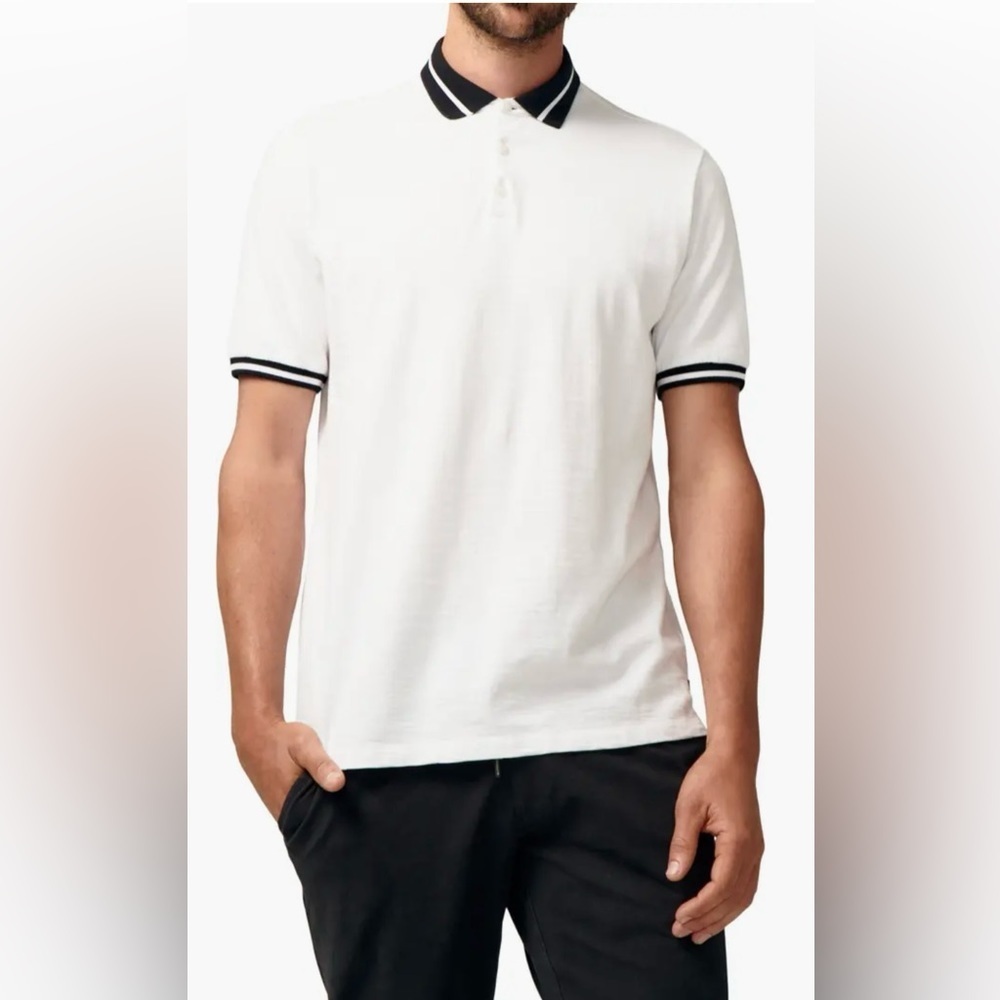 Goodman  Brand Match Point Tipped Slub Short Sleeve Polo Shirt Size Medium